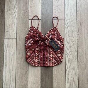 SHYANNE Women's Lace Front Embroidered Corset Top